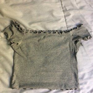 off shoulder crop ( light grey )
